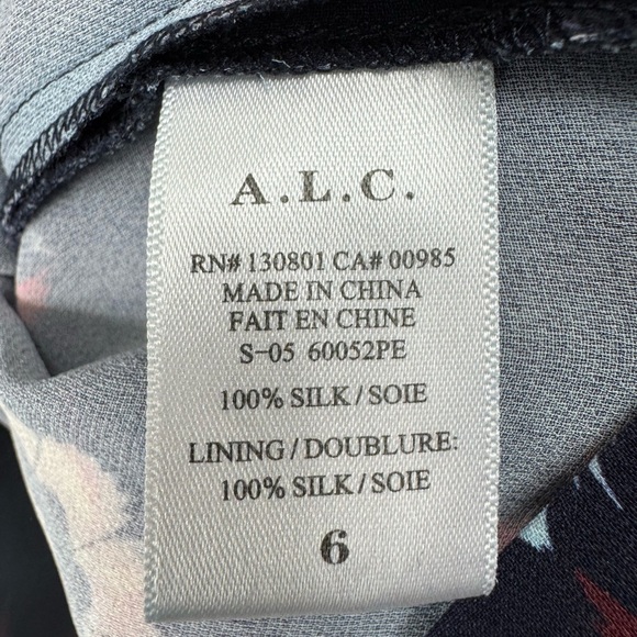 A.L.C. Size 6 Tiered Mini Dress Tordi Midnight Printed Floral Silk Crepe - Picture 6 of 8